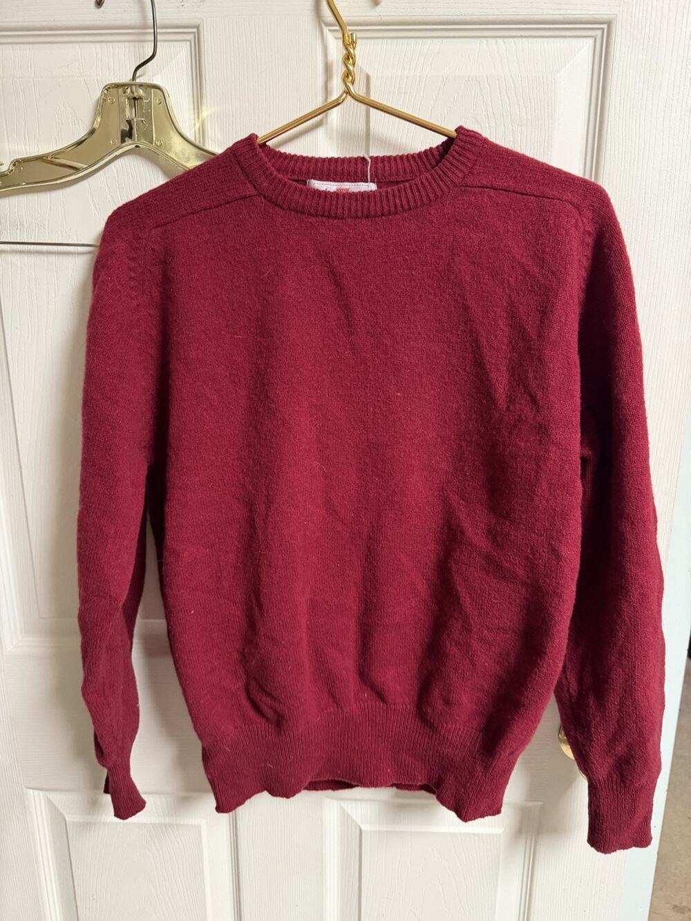 Vnt 70s 80s Antartex Lambswool Pure Wool Sweater Scotland Large Red 42w Ribbed